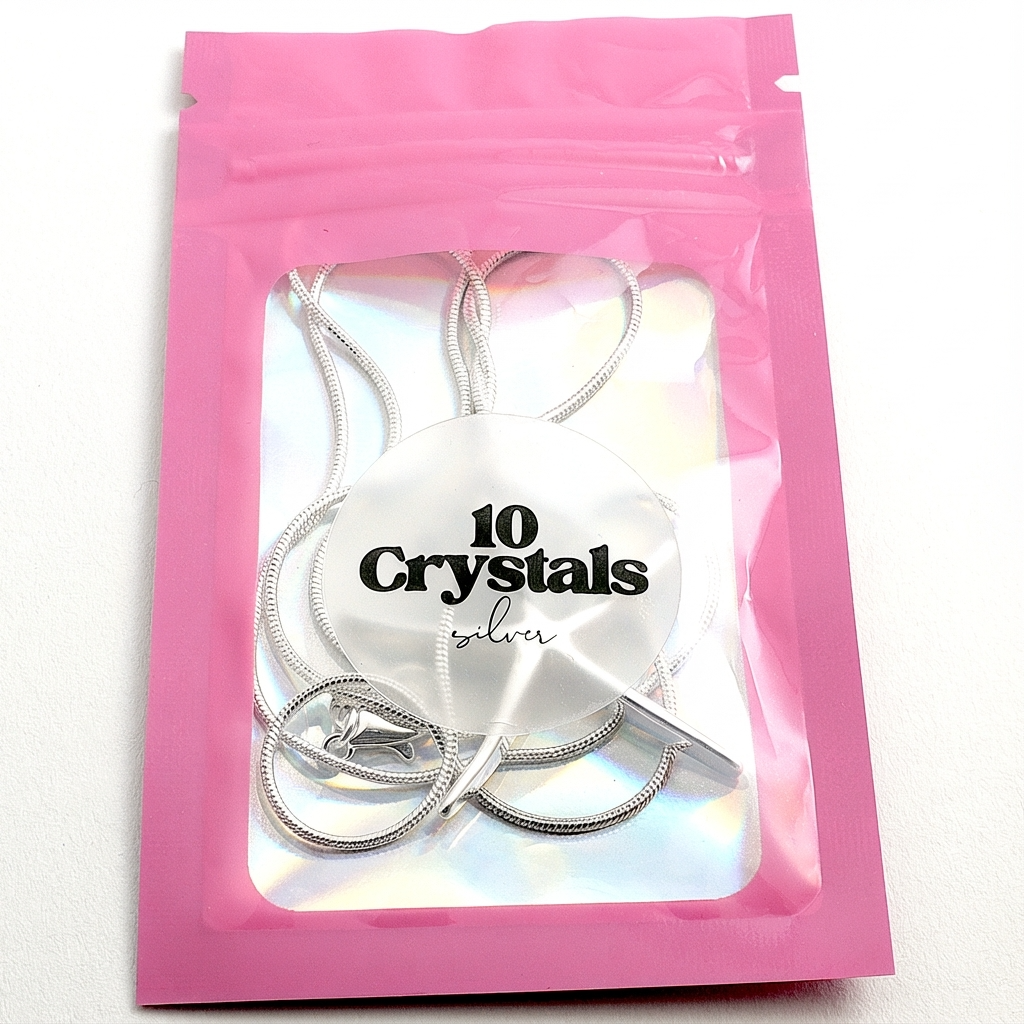 Срібна цепочка з кулоном ЗІРКА у фірмовому пакуванні 10 Crystals