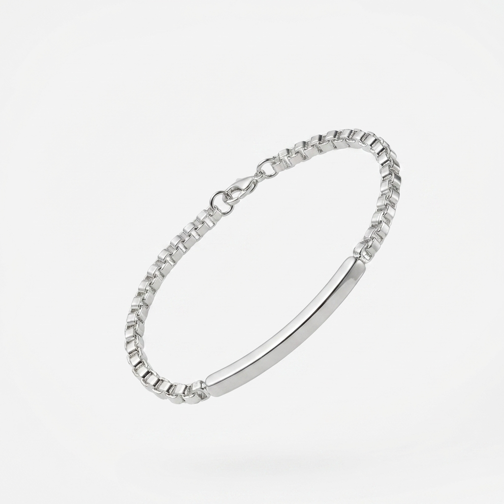 Срібний унісекс браслет, що поєднує масивний ланцюговий плетіння та гладку центральну пластину. Безкоштовна доставка по Україні. Швидка відправка.