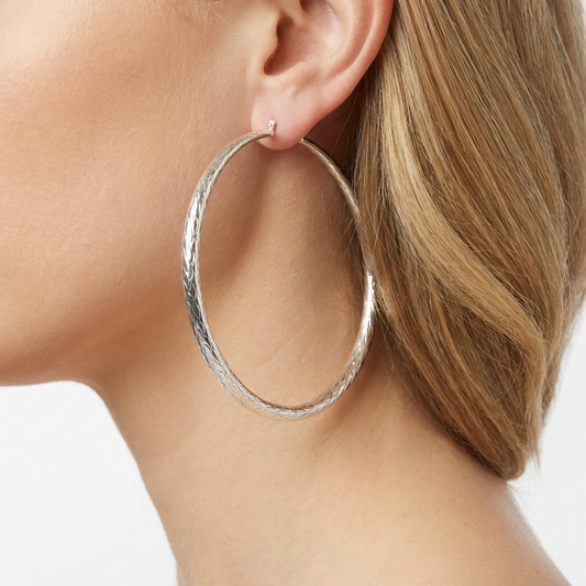 Срібні сережки-кільця 70 мм. Великі, але невагомі. Безкоштовна доставка по Україні. Швидке відправлення.