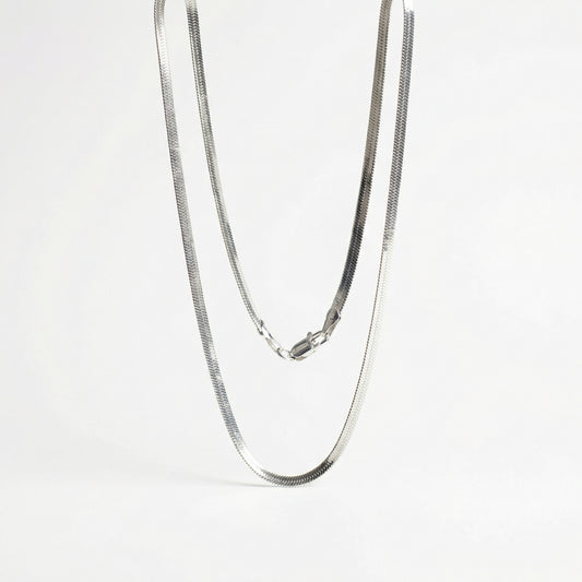 Срібний ланцюжок снейк НАОМІ —10 Crystals кольє змійка