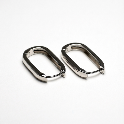 Срібні сережки-кільця 925 ДЖИДЖИ овальні з геометричним дизайном
