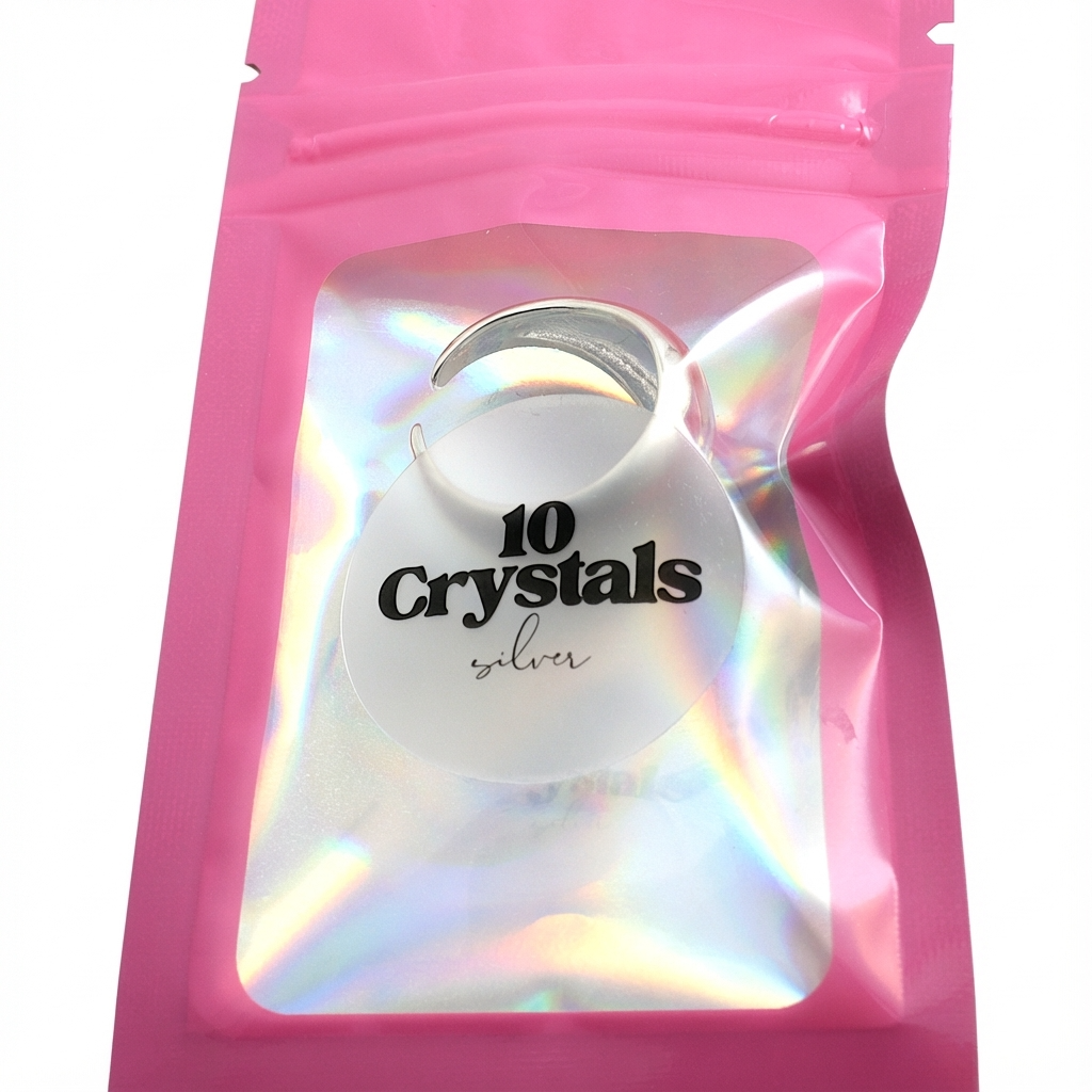 Срібна каблучка широкої форми ЛІНДА у фірмовому пакуванні 10 Crystals
