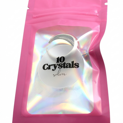 Срібна каблучка широкої форми ЛІНДА у фірмовому пакуванні 10 Crystals
