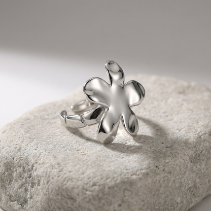 Срібна каблучка квітка 925 проби ЄВА з квітковим дизайном, регульована — 10 Crystals
