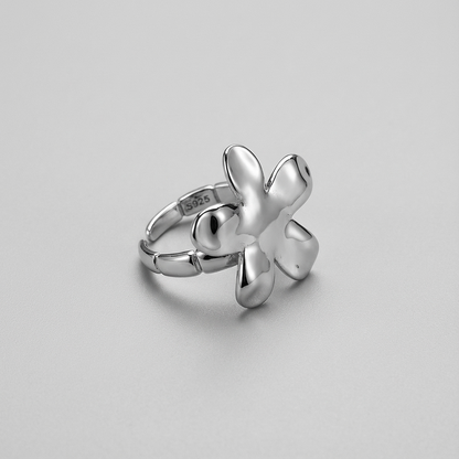 Кільце срібне жіноче квітка ЄВА регульована — 10 Crystals радоване срібло