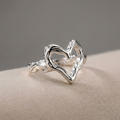 Срібна каблучка 925 проби ХЕЙЛІ із серцем, регульована — 10 Crystals