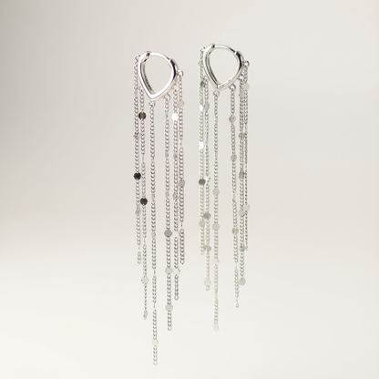 Срібні сережки з довгими ланцюжками КАЙЛІ з висюльками — 10 Crystals
