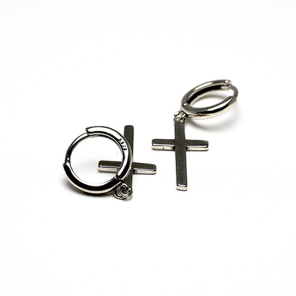 Срібні сережки хрестики 925 стерлінг ЛЮСІ жіночі — 10 Crystals
