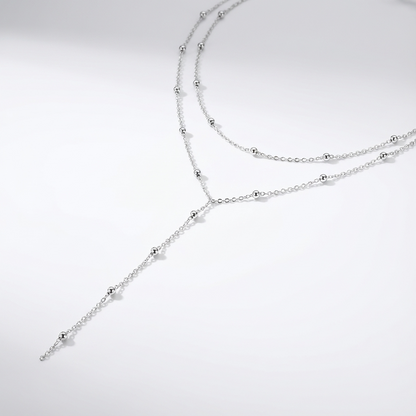 Срібне намисто 925 проби МОНІКА багатошарове з вертикальним елементом — 10 Crystals
