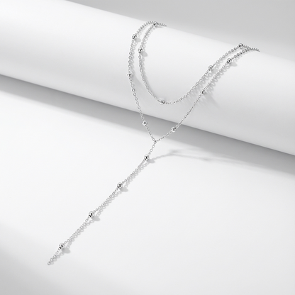 Срібне намисто 925 МОНІКА з делікатними ланцюжками та вертикальною підвіскою
