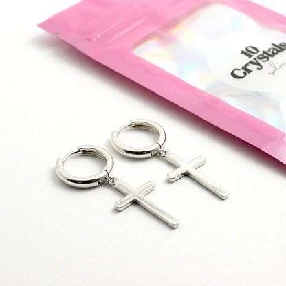 Святковий подаунок сережки хрестики для дівчини - 10 Crystals
