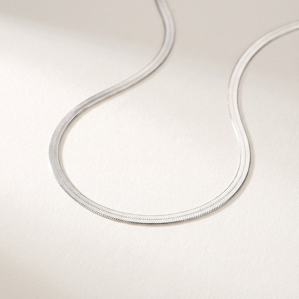 Срібний ланцюжок 925 проби NAOMI плоский у стилі herringbone — 10 Crystals
