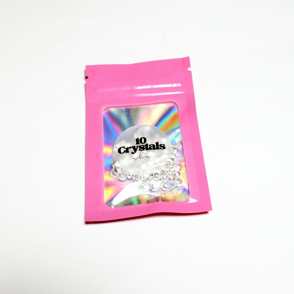 Рожевий зіп пакет 10 Crystals на білому фоні
