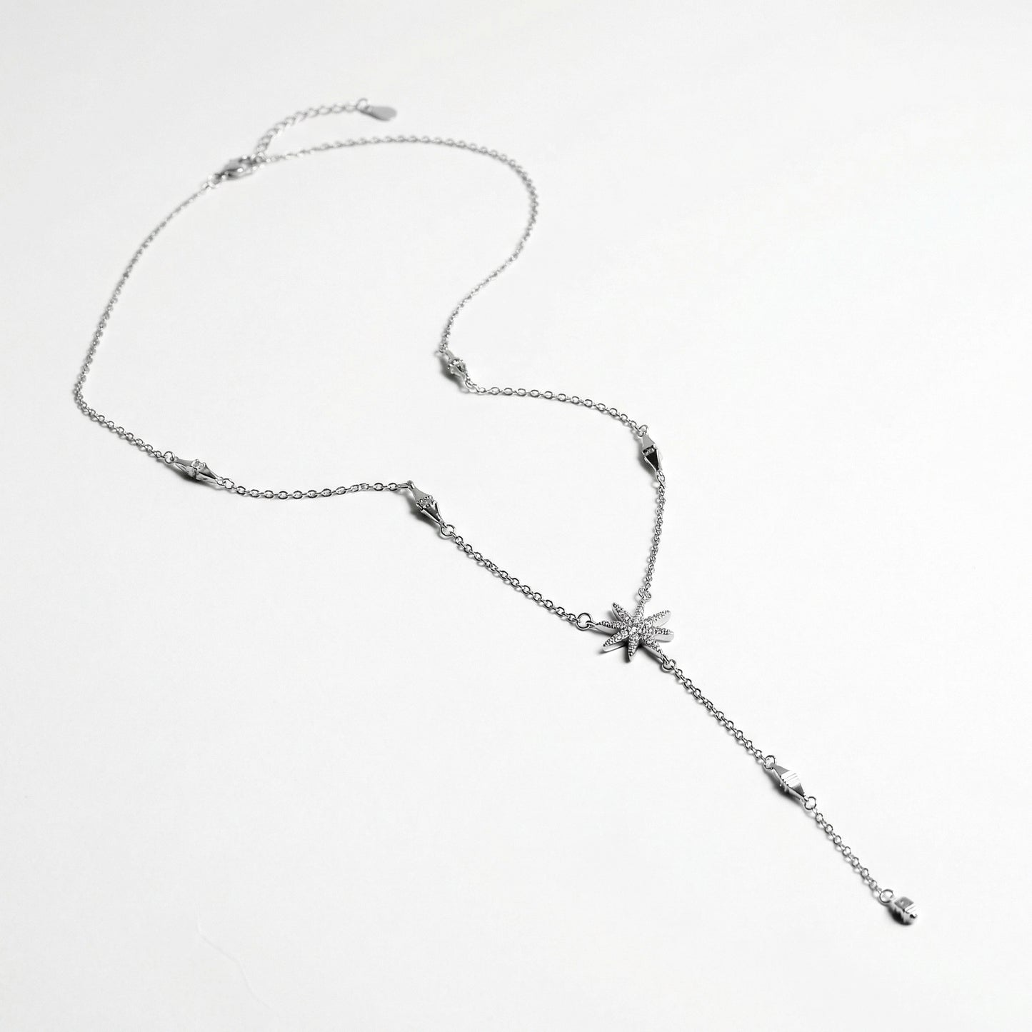 Срібний ланцюжок плетіння якір з кубічним цирконієм Y-форми. Срібний ланцюжок сотуар для жінок 10 Crystals