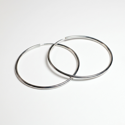 Срібні сережки-кільця конго 50 мм та 60 мм. Безкоштовна доставка по Україні. Відправлення в день замовлення. 