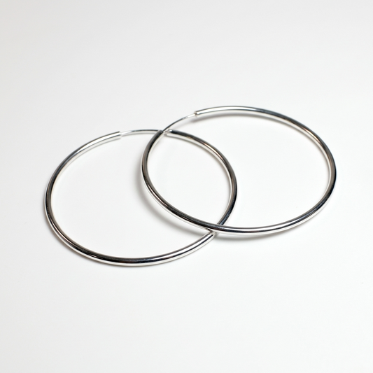 Срібні сережки-кільця конго 50 мм та 60 мм. Безкоштовна доставка по Україні. Відправлення в день замовлення. 