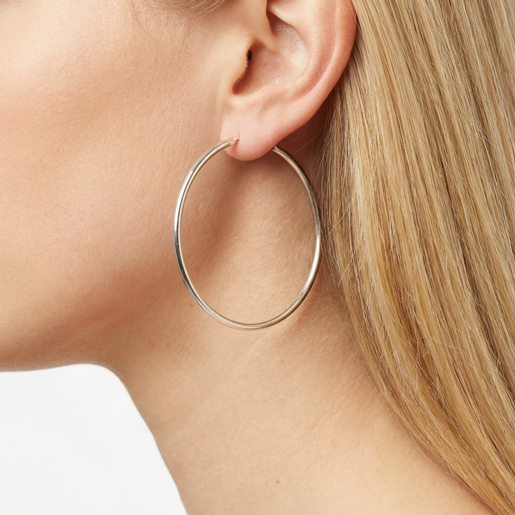 Срібні сережки-кільця конго 50 мм. Без вставок. Безкоштовна доставка по Україні. Відправлення у день замовлення.