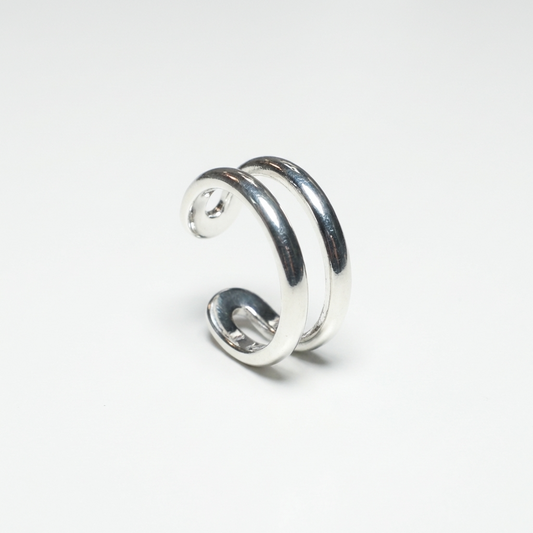 Срібна каблучка скоба. Регульована. Родоване срібло. Безкоштовна доставка.