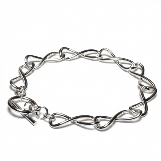 Купити срібний браслет на руку жіночий. Великі ланки. Зручна застібка. Безкоштовна доставка. Швидка відправка. 10 Crystals.