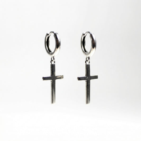 Срібні сережки хрестики ЛЮСІ застібка конго — 10 Crystals